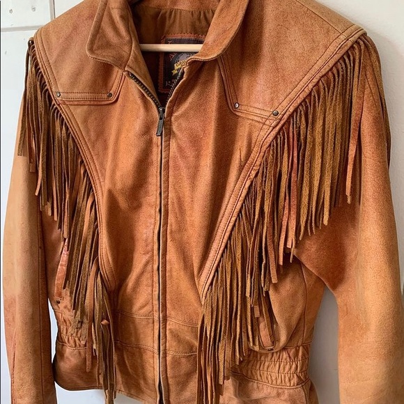 Brown Leather Fringe Jacket - Picture 2 of 6
